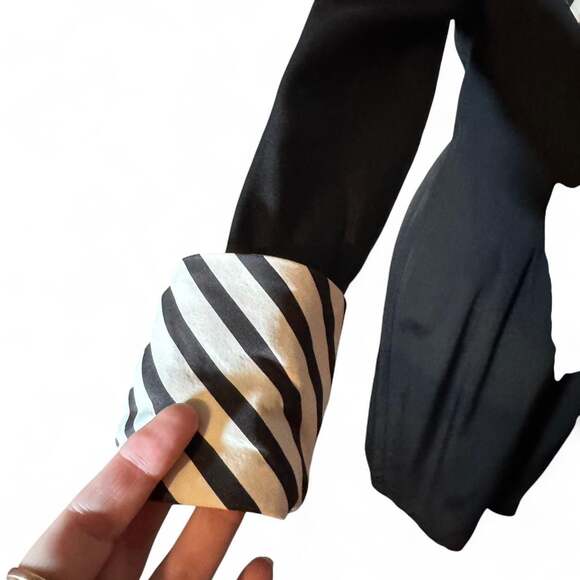 Vintage Joseph Ribkoff Black & White Striped Button-Front Midi Dress, Size 8 - Picture 5 of 7